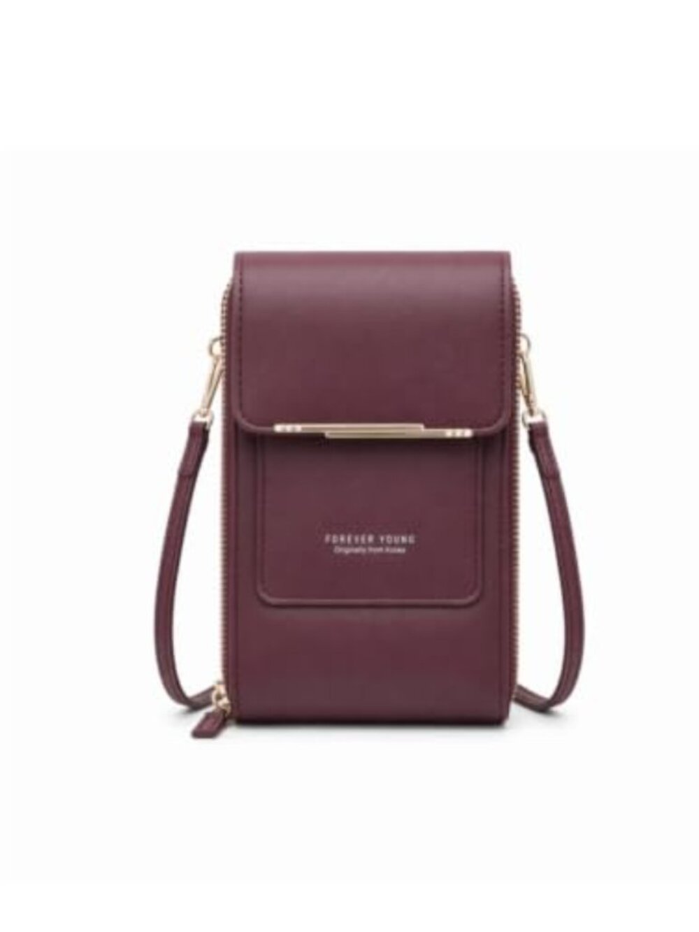 Faux Leather Crossbody Phone Bag Touch Screen Window Multi Pocket Travel Purse